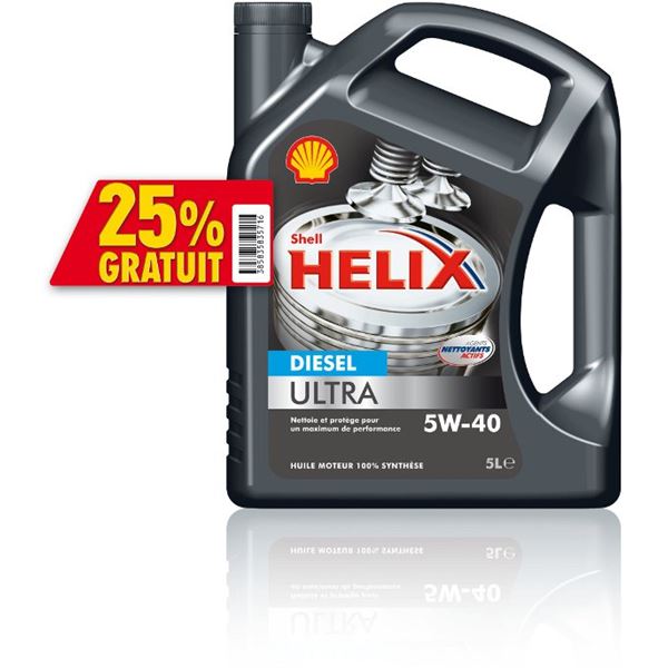 Shell Helix ultra 5w40 diesel 5L 25% gratuit
