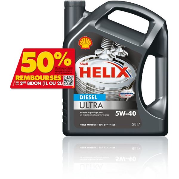 Huile 100% synthétique Shell Helix Ultra 5W40 5L