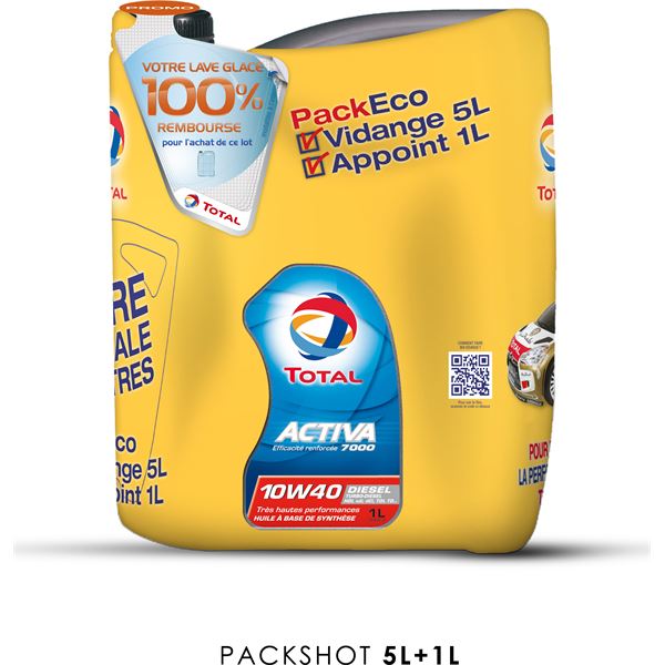 ACTIVA 7000 E 10W40 5L + 1L+ lave-glace 100% remboursé