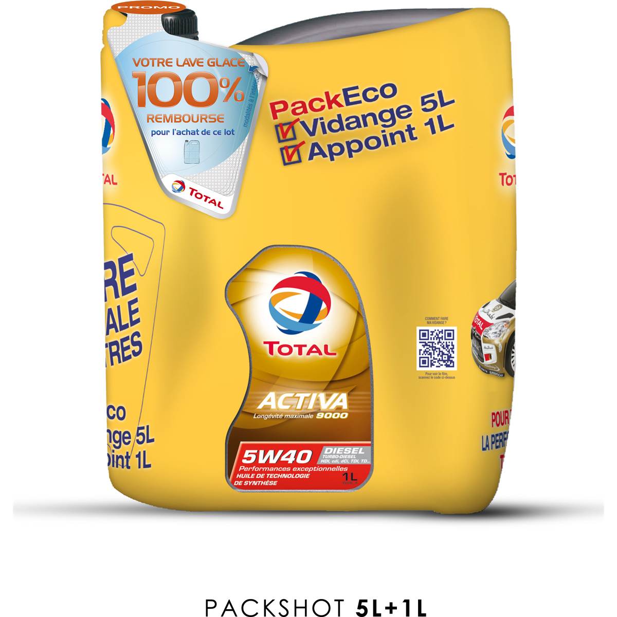 Activa 9000 D 5w40 5l + 1l+ Lave-glace 100% Remboursé
