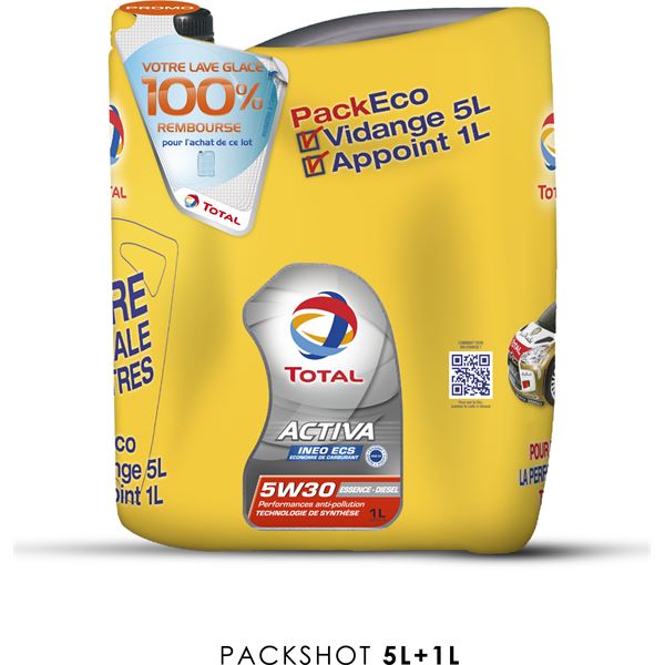 Huile moteur TOTAL ACTIVA INEO ECS 5W30 essence/diesel 5+1L + LG 100% remboursé