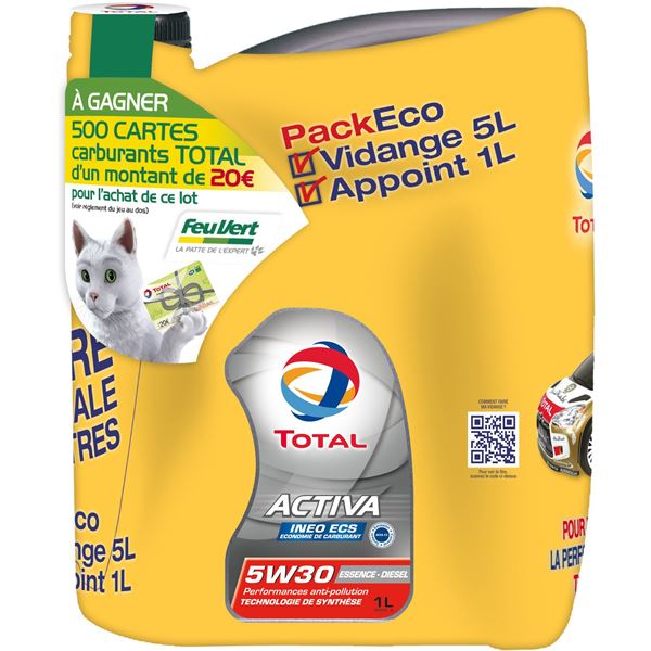 Huile moteur TOTAL ACTIVA INEO ECS essence/diesel 5W30 5+1L