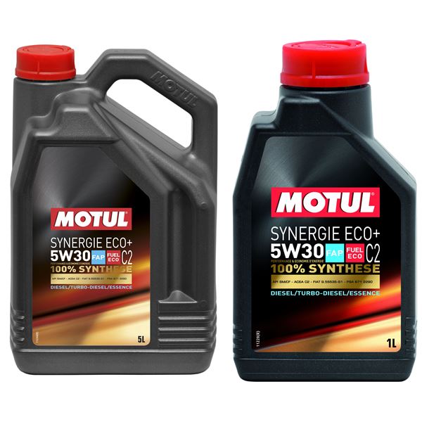 Huile moteur MOTUL Synergie Eco + C2 Essence/Diesel 5W30 5+1L