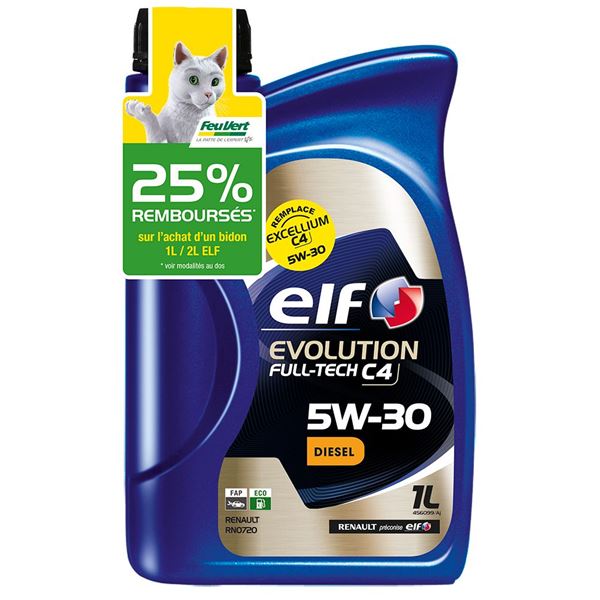 Huile moteur ELF EVOLUTION FULLTECH C4 essence et diesel 5W30 1L