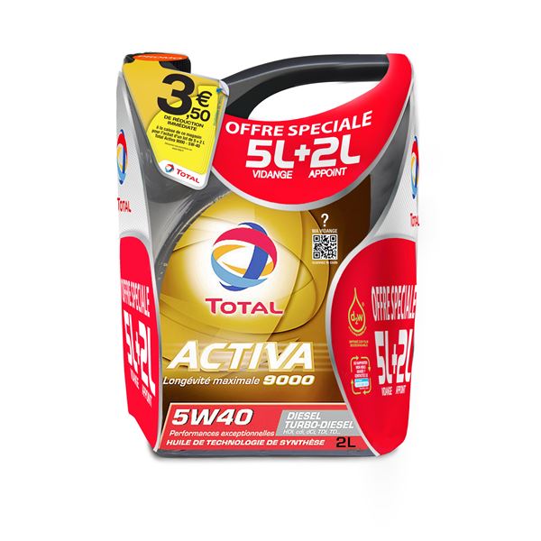 Huile moteur TOTAL ACTIVA 9000 essence 5W40 5+2L