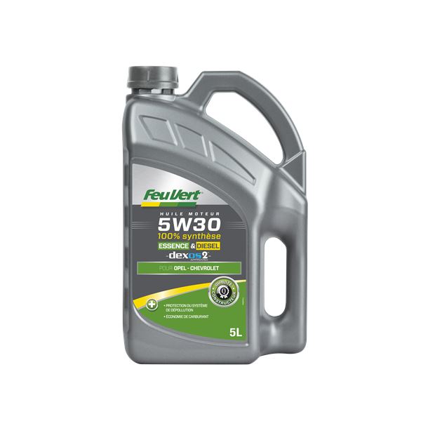 Huile moteur FEU VERT Dexos2 Essence/Diesel 5W30 5L
