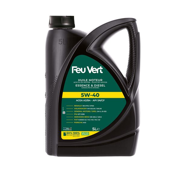 Huile moteur FEU VERT Essence et Diesel 5W40 5L