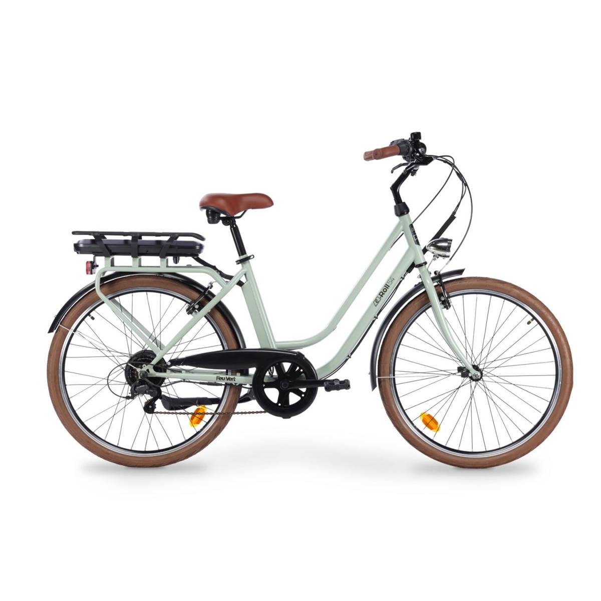 Vélo De Ville Électrique Mixte Feu Vert E-roll 54 Vert Sauge