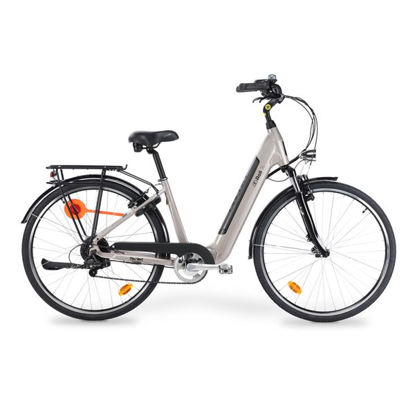Vélo de ville électrique mixte Feu Vert E-Roll 74 champagne