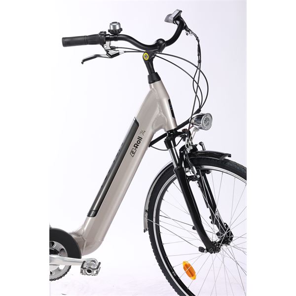 Vélo de ville électrique mixte Feu Vert E-Roll 74 champagne