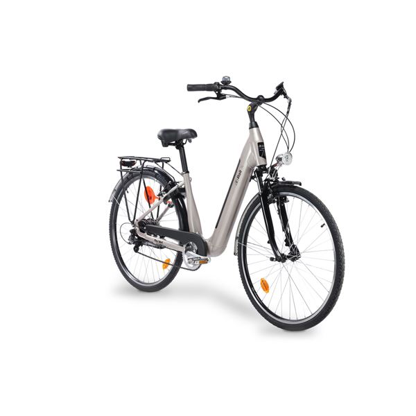 Vélo de ville électrique mixte Feu Vert E-Roll 74 champagne
