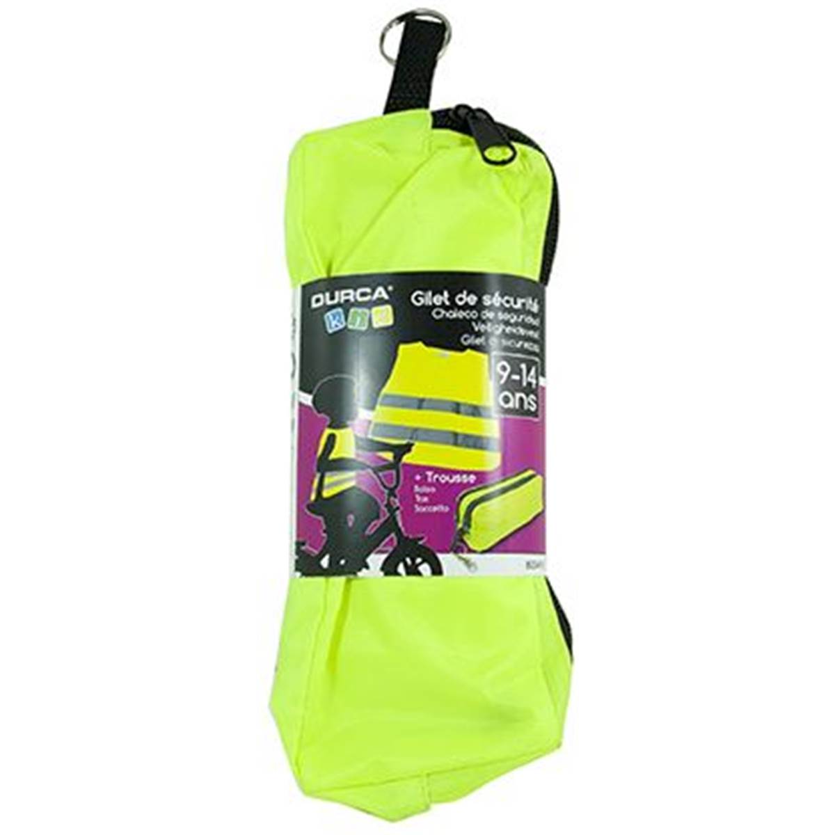 Gilet Jaune Enfant 9-14 Ans + Trousse De Rangement Durca