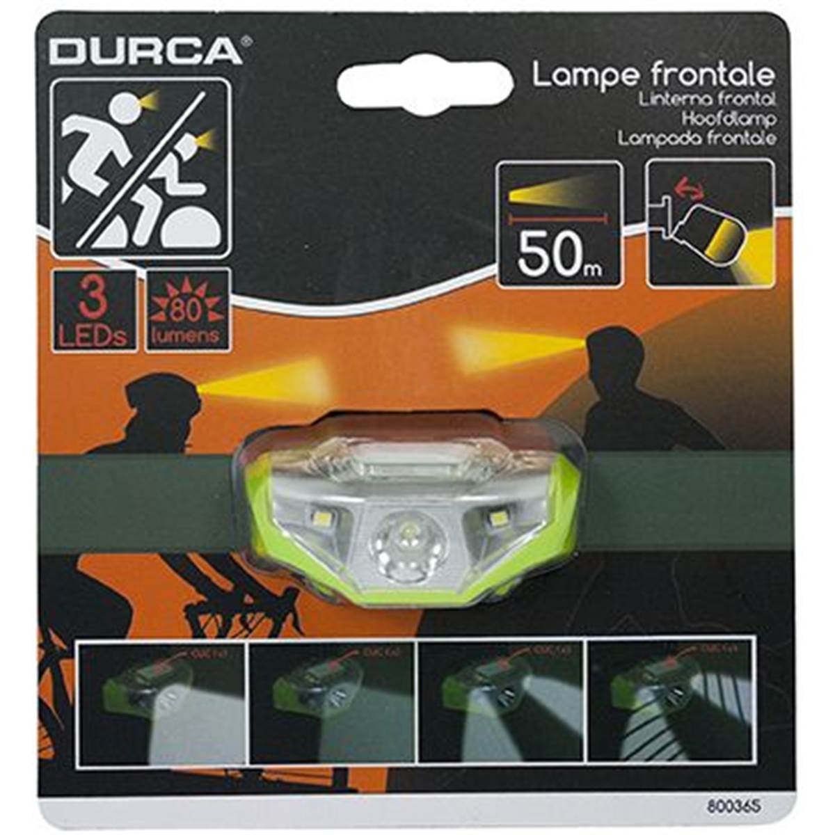 Lampe Frontale Sport 3 Leds Durca