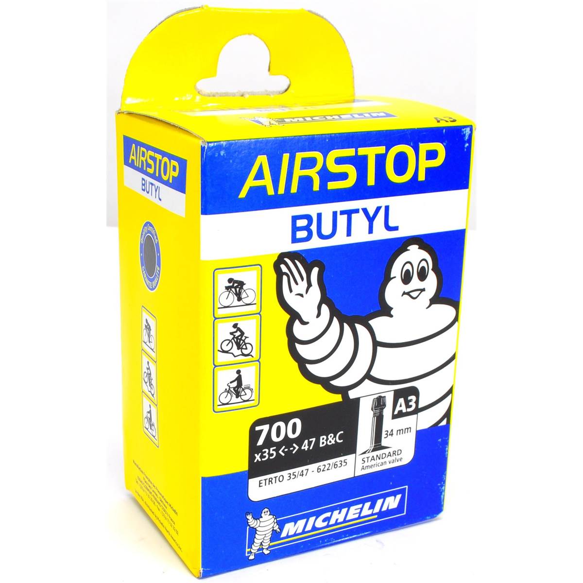 Chambre À Air 700x35 À 47c Presta 34mm Airstop A3 Michelin Pour Vélo